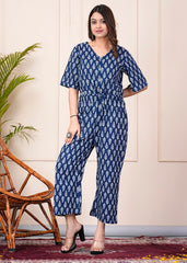 SUNEKH BLUE PRINT DABU JUMP SUITS