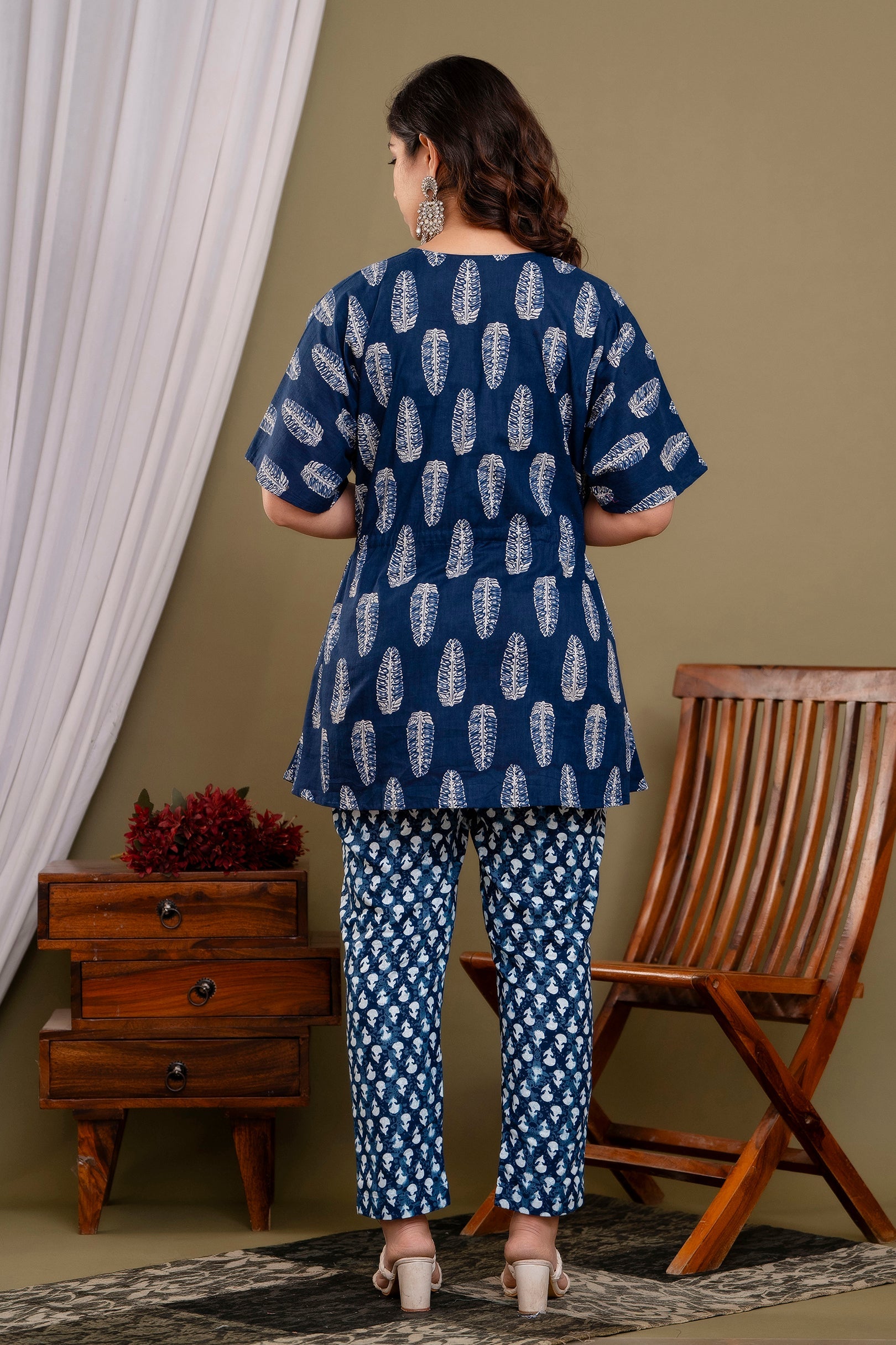 BLUE HIGH DEMAND  JUMPSUITS WITH HEAVY DESIGNER PRINT