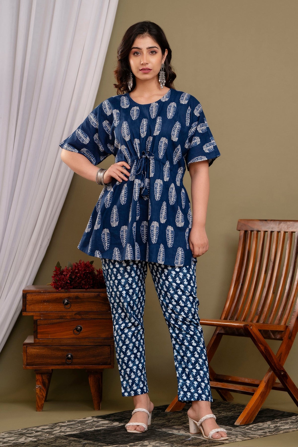 BLUE HIGH DEMAND  JUMPSUITS WITH HEAVY DESIGNER PRINT