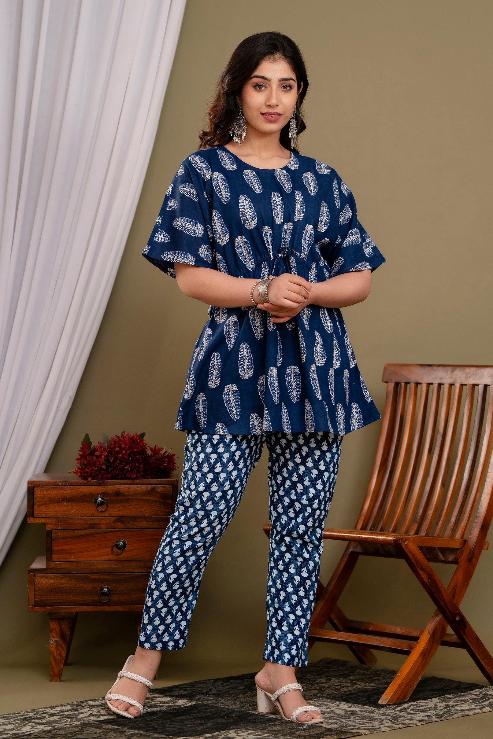 BLUE HIGH DEMAND  JUMPSUITS WITH HEAVY DESIGNER PRINT