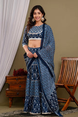 BLUE HIGH DEMAND KURTA SETS WITH SKIRT AND DESIGNER CHUNI