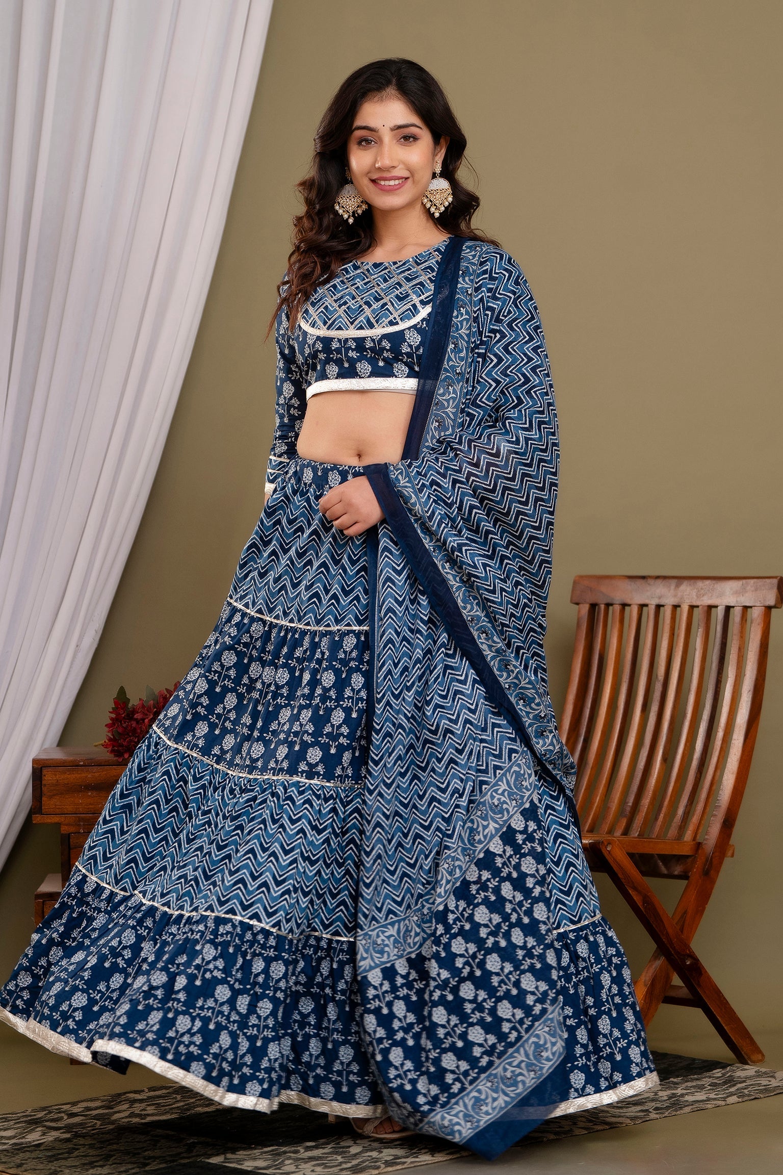 BLUE HIGH DEMAND KURTA SETS WITH SKIRT AND DESIGNER CHUNI